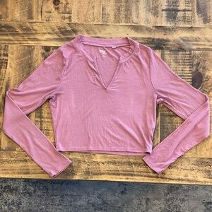PacSun Mauve Ribbed Long-Sleeve Crop Top